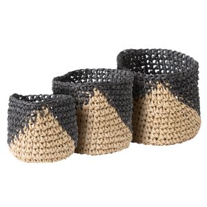 Mandjes Set 3stuks zwart naturel 01