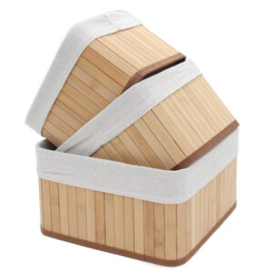 Bamboe manden set 3stuks vierkant 00