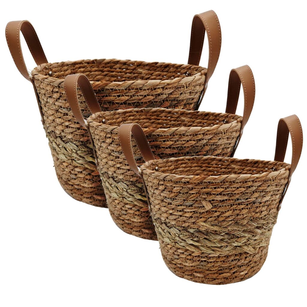 Manden set van 3 met leren hengsel 01