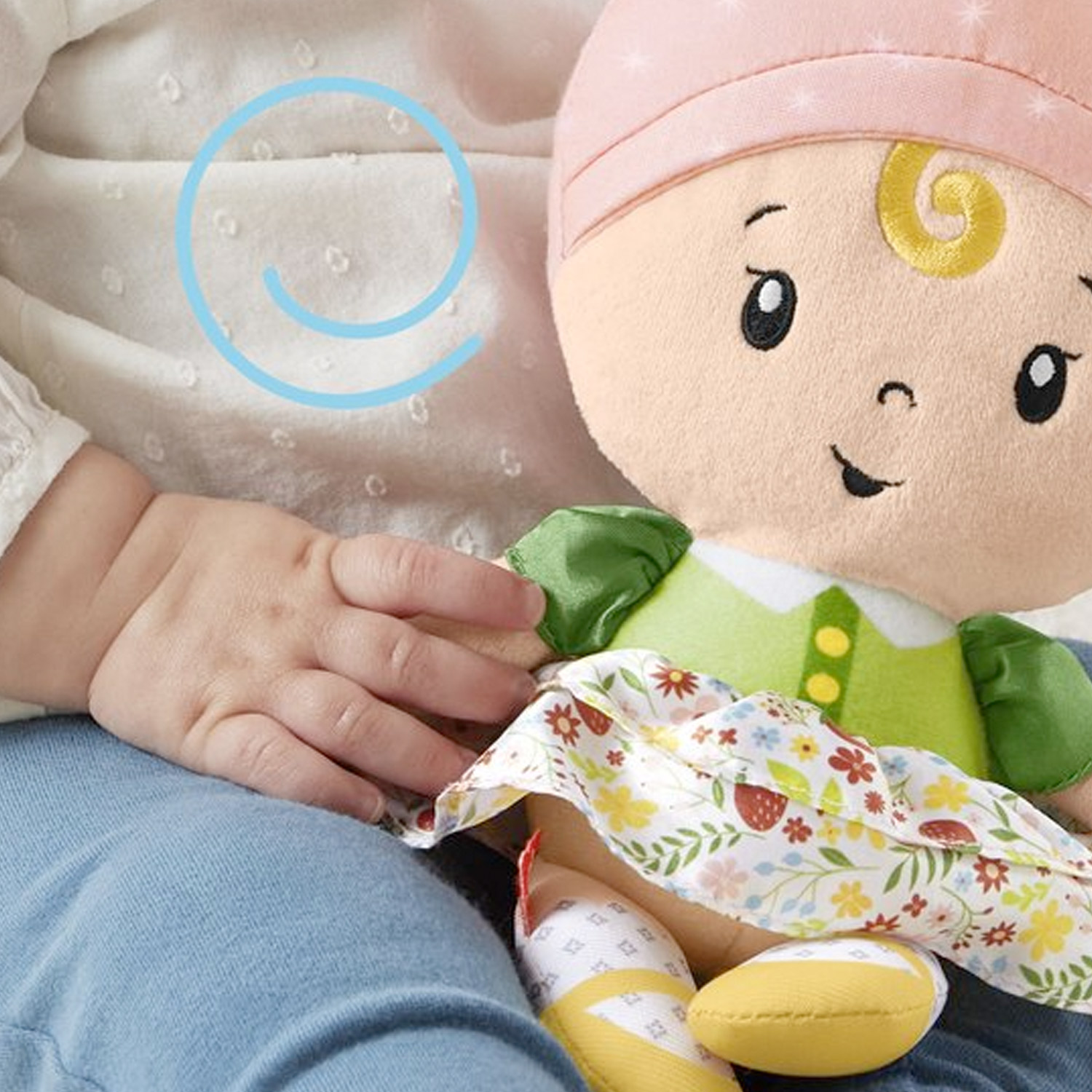 Fisher Price Knuffel en klingel Eerste Babypop met Regenboogbijtring 04