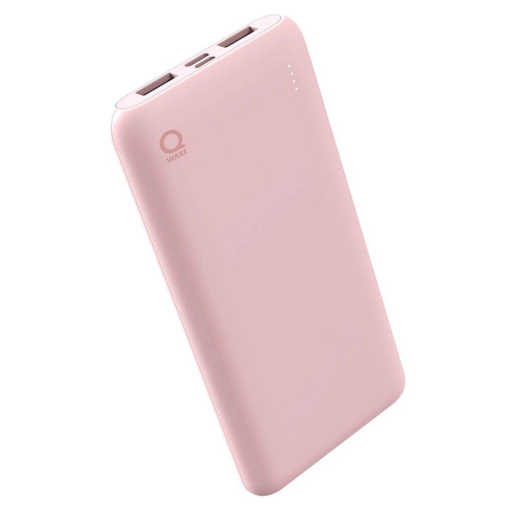Qware Powerbank USB C USB A 10.000 mAh Geschikt voor Apple Iphone Samsung 3x Volledig Vol – Roze 01