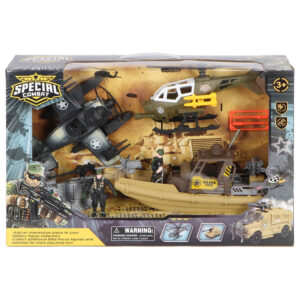 Special Combat Force Leger Speelgoed Soldaatjes Militair Speelgoed Helikopter Boot Leger Speedboot Vliegtuig Watervliegtuig Controlepost Soldaat Vliegen Helikopter Speelset 01